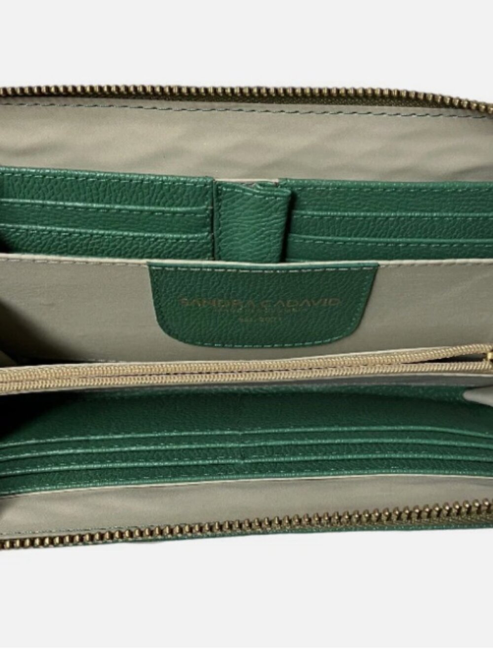 SANDRA CADAVID CHRISTINA LUXURY EMERALD GREEN LEATHER WRISTLET WALLET - Picture 5 of 7
